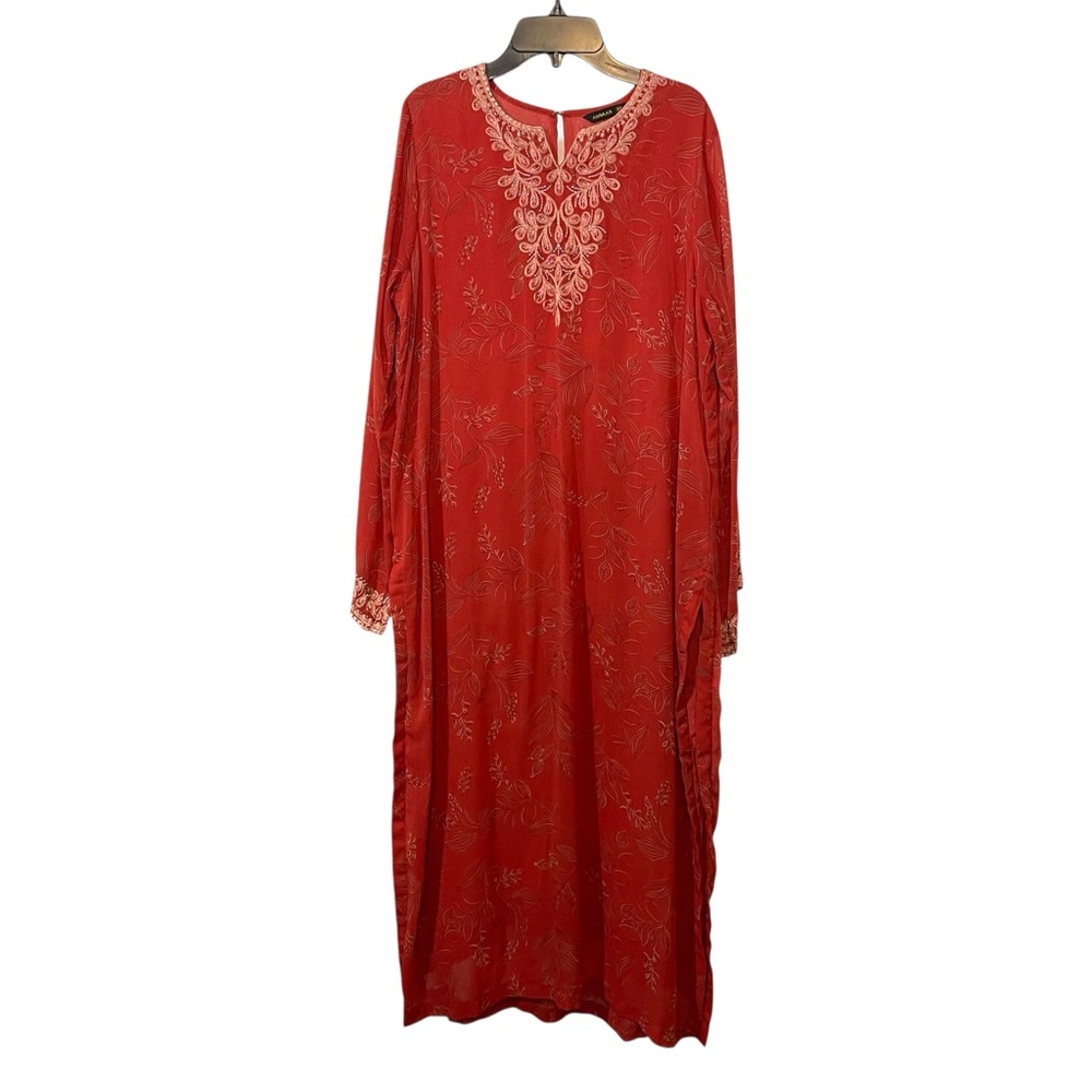 Armas Abaya Kaftan Burnt Orange Embroidered Kaftan